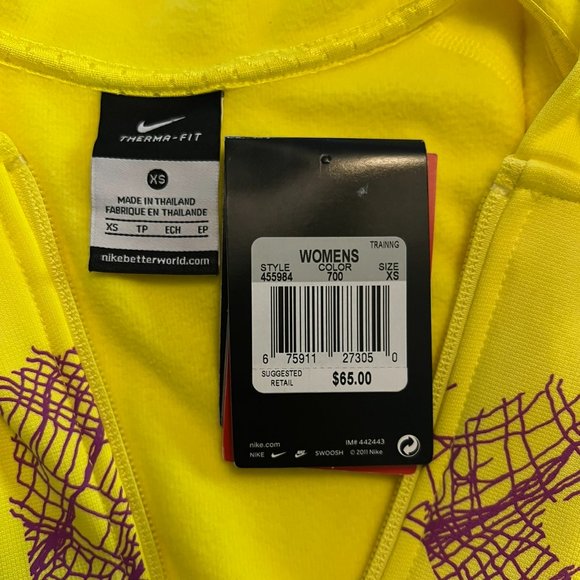 NEW with tags - XS Women's "Just Do It" NIKE Zip Therma-Fit Yellow Hoodie - Picture 8 of 8